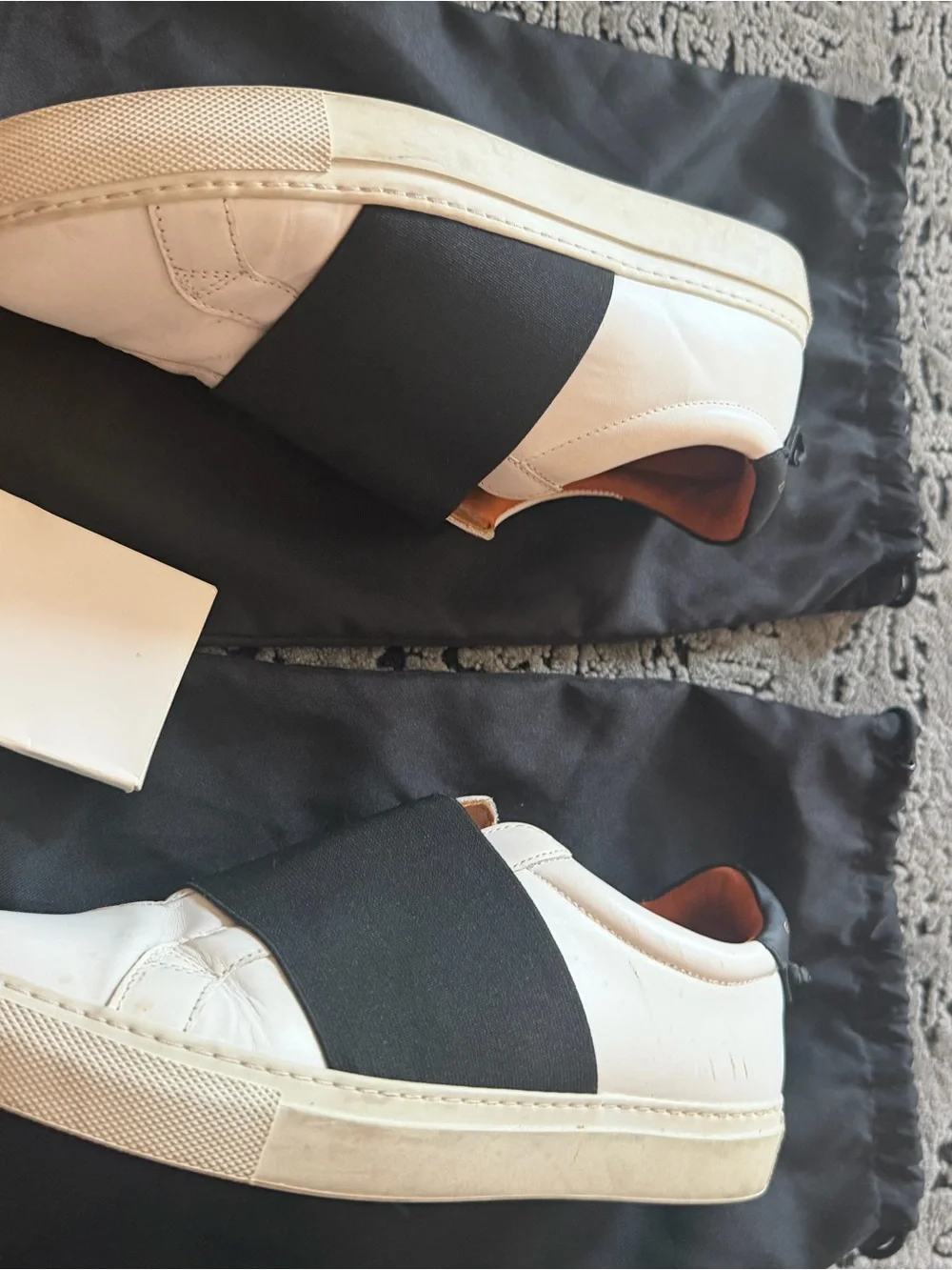 Givenchy White Leather Slip-On Sneakers with Black Elastic